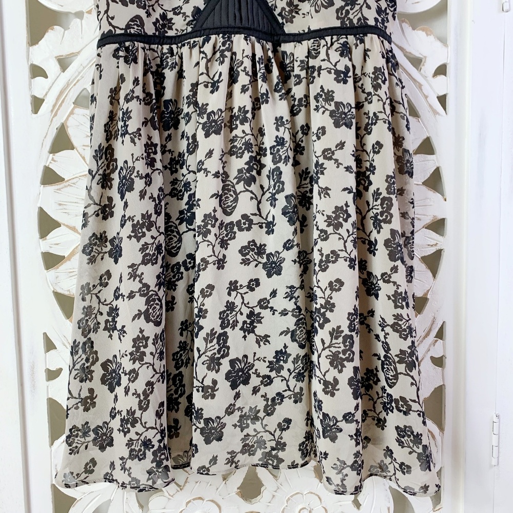 Line and dot Floral Sheer Babydoll Dress - Picture 3 of 8